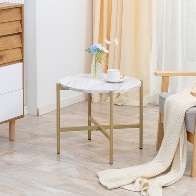 Beistelltisch im Industrie-Design Gold + Weiss