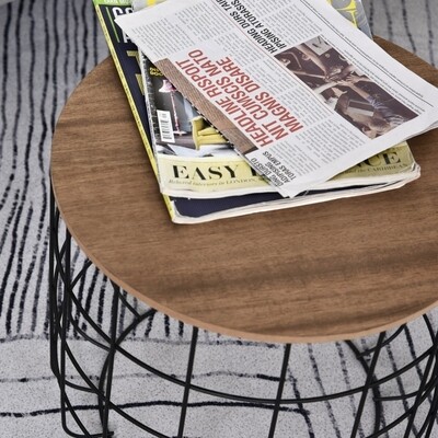 2er Set Beistelltisch Garten Couchtisch Kaffeetisch Wohnzimmer Schwarz+Braun