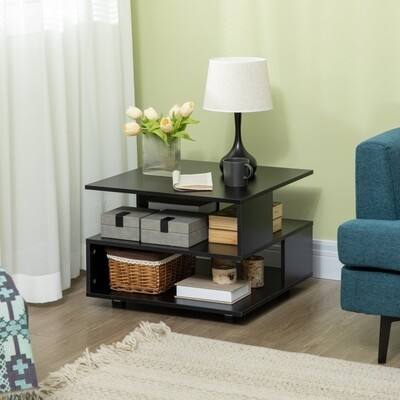 Beistelltisch, Couchtisch, modernes Design, 3 Ablageebenen, schwarz,