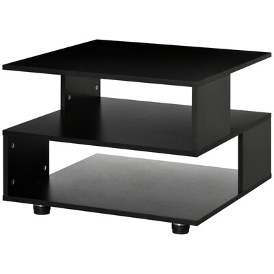 Beistelltisch, Couchtisch, modernes Design, 3 Ablageebenen, schwarz,