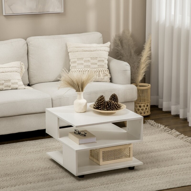 Beistelltisch, Couchtisch, modernes Design, 3 Ablageebenen, weiss,