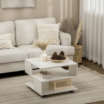 Beistelltisch, Couchtisch, modernes Design, 3 Ablageebenen, weiss,