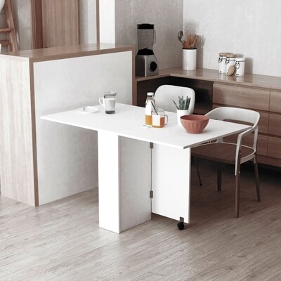 Esstisch Klapptisch Schreibtisch Holz Weiss mit Rollen