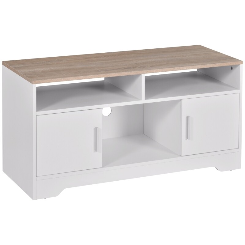 TV-Bank Modernes Design; 3 Regale und 2 Schränke Natur