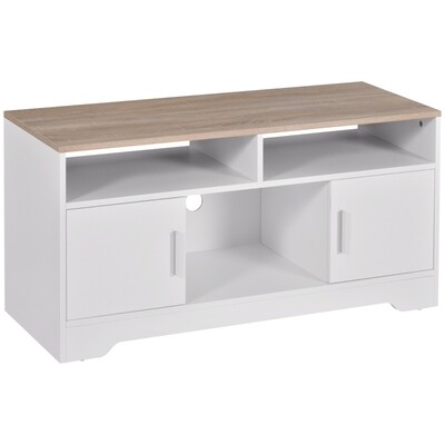 TV-Bank Modernes Design; 3 Regale und 2 Schränke Natur