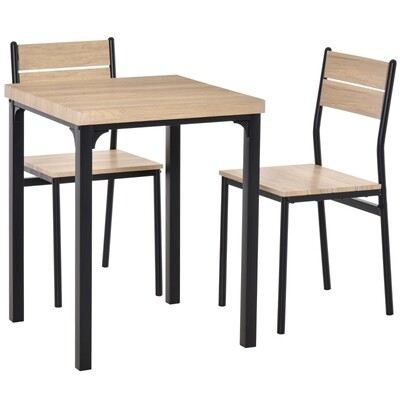 3-teilige Essgruppe Sitzgruppe Esstisch Set Holztisch mit 1 Tisch + 2 Stühlen