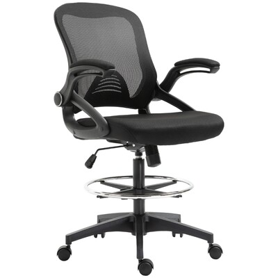 Bürosessel, Schreibtischstuhl, Stehfunktion, mit Fussablage, drehbarer Sitz, Stahl, schwarz
