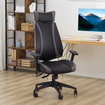 ergonomischer Bürostuhl PU-Leder Schwarz