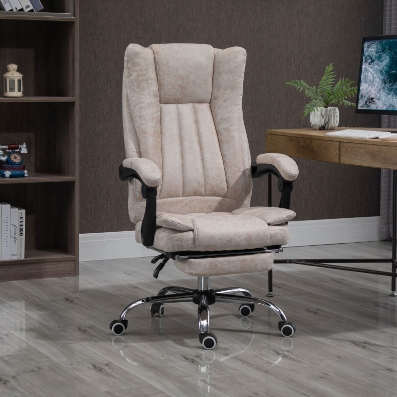 Bequemer Bürostuhl mit Fussstütze beige