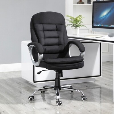 Bürostuhl Ergonomischer 360° Drehstuhl Wippfunktion höhenverstellbar Schwarz Leinen