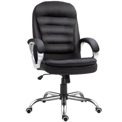 Bürostuhl Ergonomischer 360° Drehstuhl Wippfunktion höhenverstellbar Schwarz Leinen