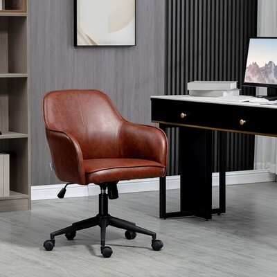 eleganter Bürostuhl, höhenverstellbar, Drehfunktion, Braun