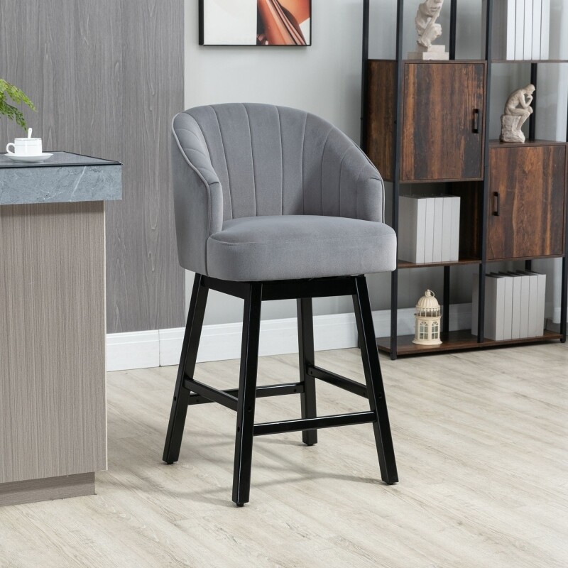 Sitzhocker, Barhocker, drehbar, eleganter Bezug, weiches Polster, grau