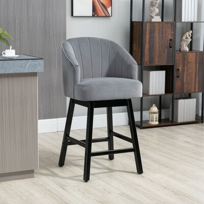 Sitzhocker, Barhocker, drehbar, eleganter Bezug, weiches Polster, grau