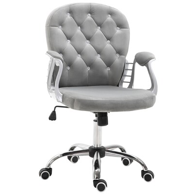 Retro Bürostuhl, Chefsessel, Gepolsterte Rückenlehne, Grau