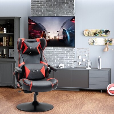 Gamingsessel, Gamingstuhl, integrierte Lautsprecher, neigbare Rücklehne, schwarz+rot
