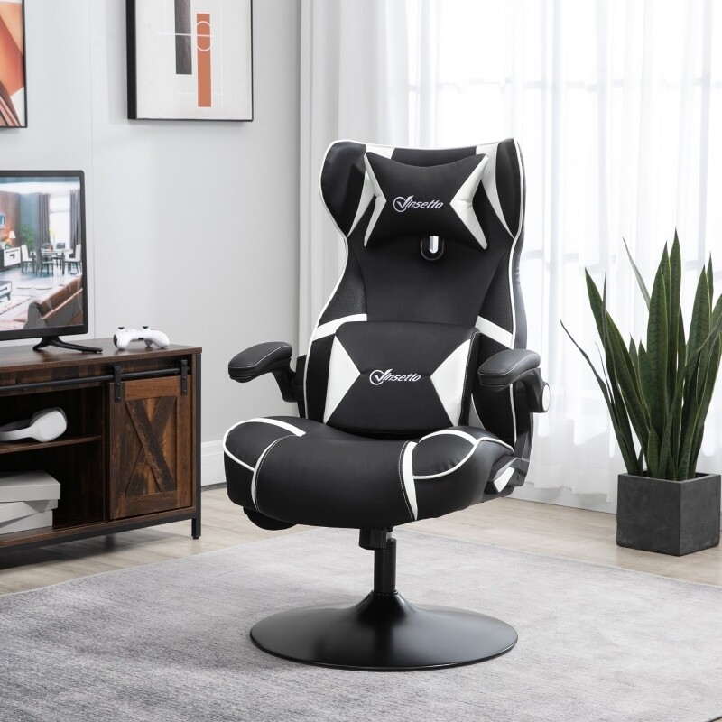 Gamingsessel, Gamingstuhl, integrierte Lautsprecher, neigbare Rücklehne, schwarz+weiss