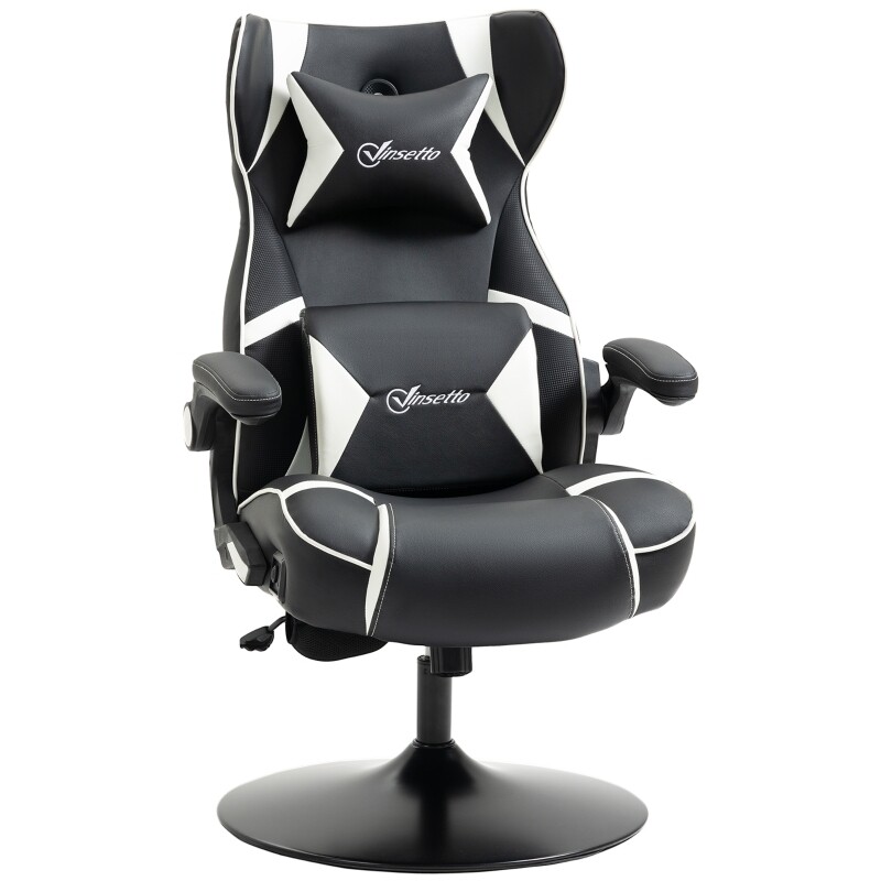 Gamingsessel, Gamingstuhl, integrierte Lautsprecher, neigbare Rücklehne, schwarz+weiss