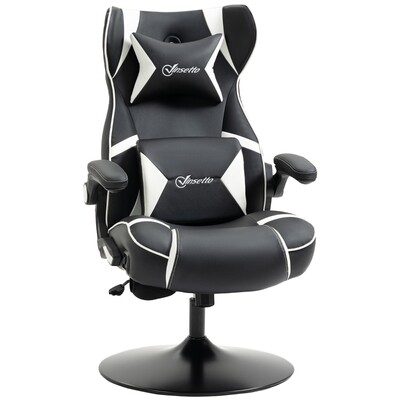 Gamingsessel, Gamingstuhl, integrierte Lautsprecher, neigbare Rücklehne, schwarz+weiss