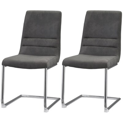 2er-Set Esszimmerstühle im Retrodesign  Grau