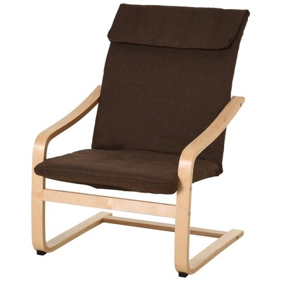 Relaxsessel Ruhesessel Leinenbezug Holzgestell Braun