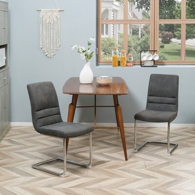 2er-Set Esszimmerstühle im Retrodesign  Grau