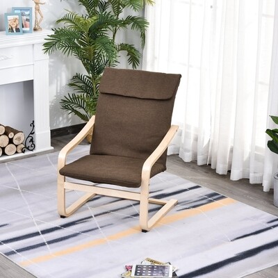 Relaxsessel Ruhesessel Leinenbezug Holzgestell Braun