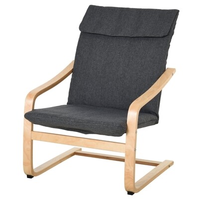 Relaxsessel Ruhesessel Leinenbezug Holzgestell grau
