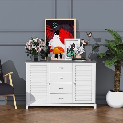 Sideboard Kommode Lamellentür Weiss