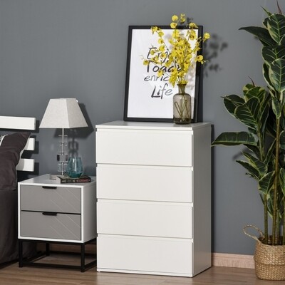 Schubladenschrank Büroschrank Kommode Sideboard mit 4 Schubladen, weiss