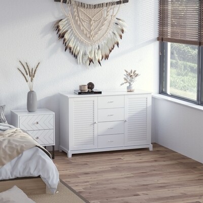 Sideboard Kommode Lamellentür Weiss