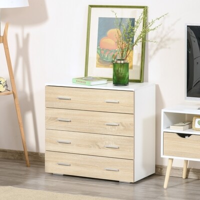 Kommode mit 4 Schubladen Aufbewahrungsschrank aus Holz Schlafzimmer Wohnzimmer