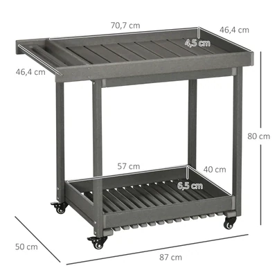 Outdoor-Servierwagen mit Handtuchhaltern, Dunkelgrau