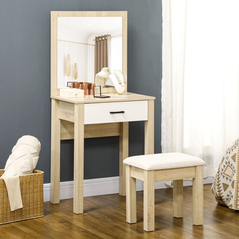 Kosmetiktisch mit Hocker, grosser Spiegel, Schublade,