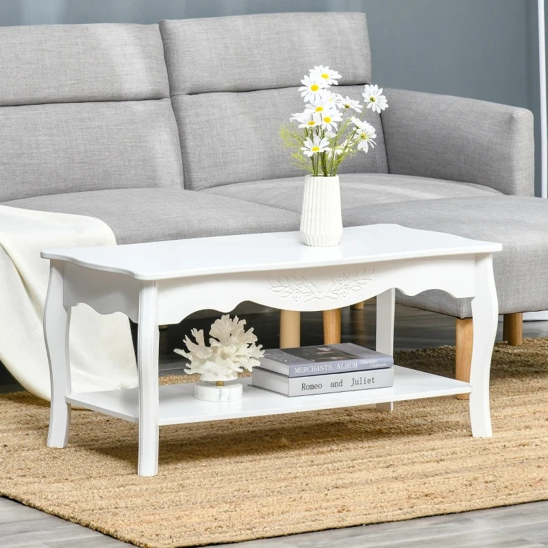 Couchtisch Beistelltisch mit Ablagefach Holz Weiss