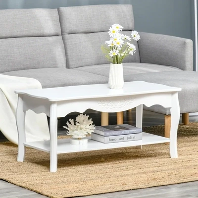 Couchtisch Beistelltisch mit Ablagefach Holz Weiss