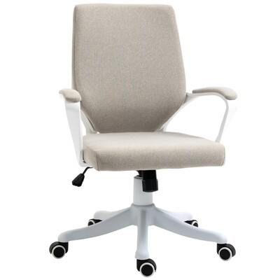 Bürostuhl ergonomischer Drehstuhl höhenverstellbar Beige+Weiss