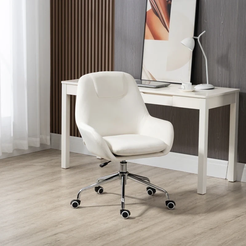 Bürostuhl im Retrodesign, höhenverstellbar, 5 Lenkrollen, Weiss