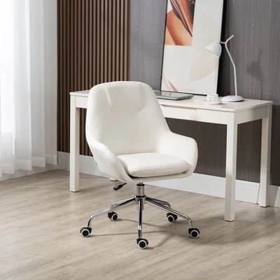 Bürostuhl im Retrodesign, höhenverstellbar, 5 Lenkrollen, Weiss