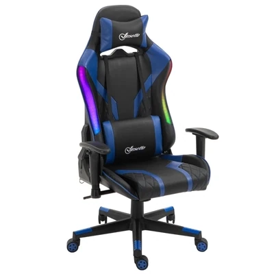 Gamingstuhl Bürostuhl LED Gaming Stuhl blau schwarz