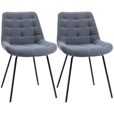 2er-Set Esszimmerstühle im Retro-Design, Samtoptik, Dunkelgrau