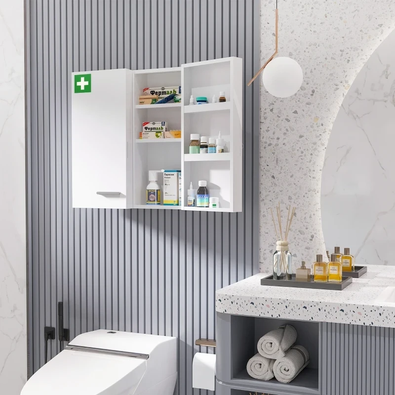 Medizinschrank, 6 Innenfächer, abschliessbar, 2 Türen, stabiles Stahlgehäuse, weiss