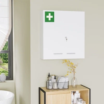 Medizinschrank, 6 Innenfächer, abschliessbar, 2 Türen, stabiles Stahlgehäuse, weiss