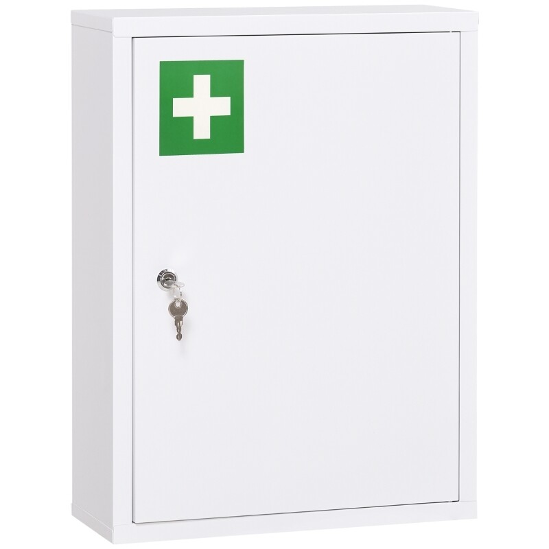 Medizinschrank, 3 Fächer, abschliessbare Tür, stabiles Stahlgehäuse, weiss