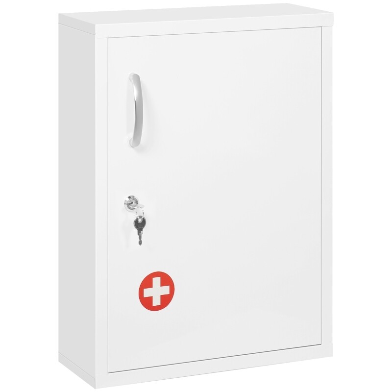 Medizinschrank, 3 Fächer, abschliessbar, mit Rezeptfach, stabiles Stahlgehäuse, weiss