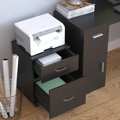 Bürocontainer Kommode auf Rollen 58cm schwarz
