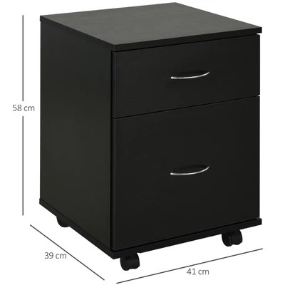 Bürocontainer Kommode auf Rollen 58cm schwarz