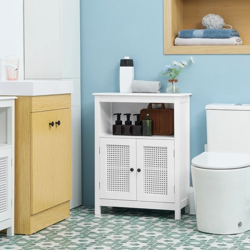 Badezimmerschrank, Küchenschrank in Rattan-Optik Weiss