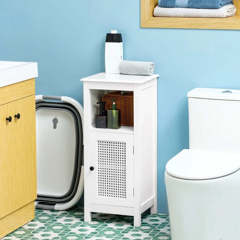 Badezimmerschrank in Rattan-Optik Weiss