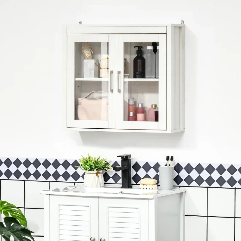 Badezimmerschrank, Küchenschrank 2 Glastüren Weiss